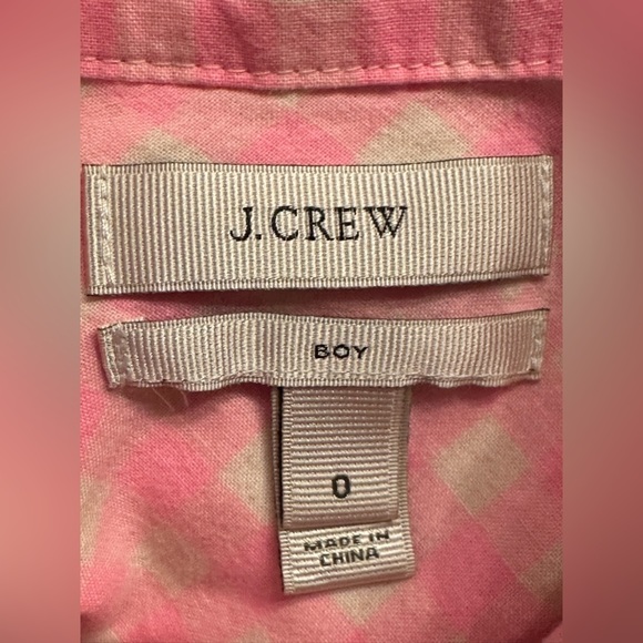 J Crew Gingham Checkered Button Up Boy Shirt  Barbie Pink & White Size 0 EUC - Picture 9 of 13